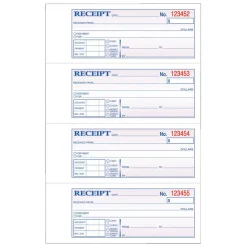 Adams Carbonless Money/Rent Receipt Book, 3-Part, 7 5/8