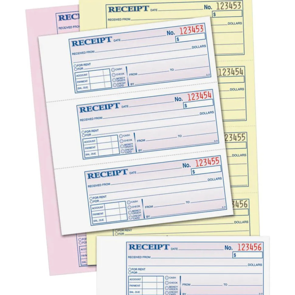 Adams Carbonless Money/Rent Receipt Book, 3-Part, 7 5/8" x 11", Book Of 100 Sets