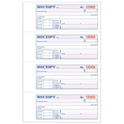 Adams Carbonless 2-Part Money/Rent Receipt Book, 7 5/8" x 11", Book Of 200 Sets