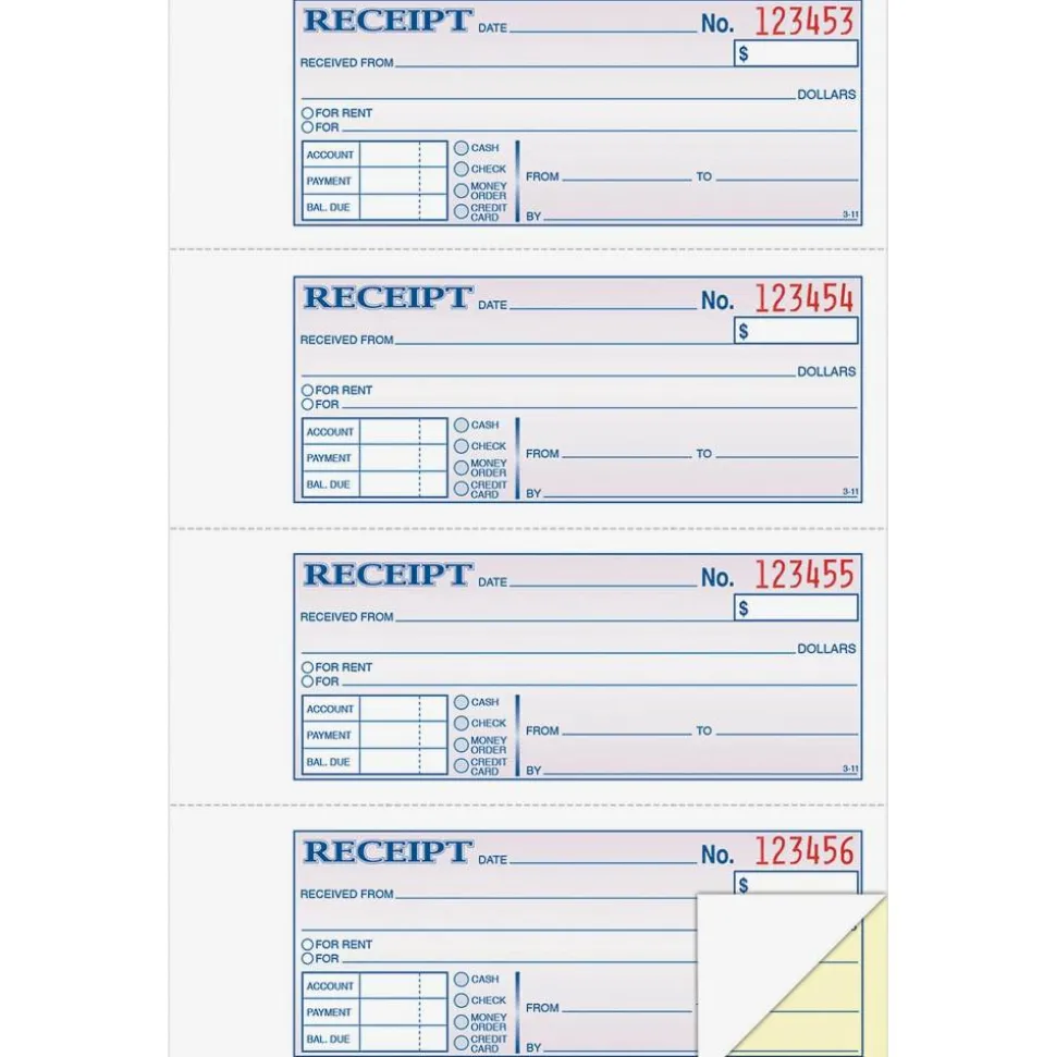 Adams Carbonless 2-Part Money/Rent Receipt Book, 7 5/8" x 11", Book Of 200 Sets