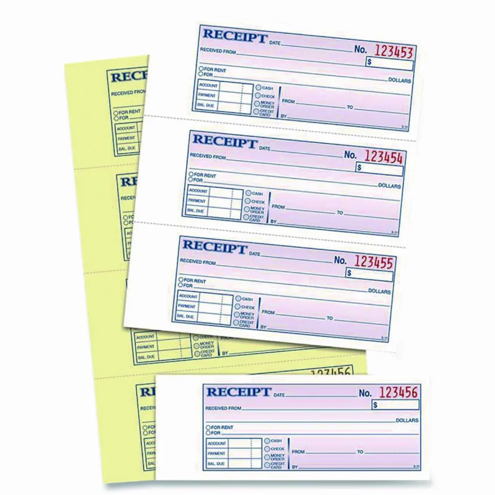 Adams Carbonless 2-Part Money/Rent Receipt Book, 7 5/8" x 11", Book Of 200 Sets