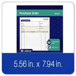 Adams Carbonless Purchase Order Book, 5 9/16