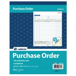 Adams Carbonless Purchase Order Book, 8 3/8" x 10 11/16", 2-Part, 50 Set Pad