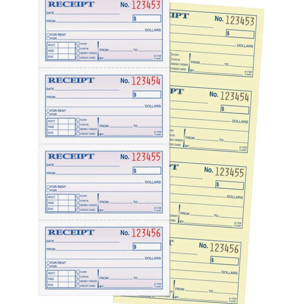 Adams Multipart Money/Rent Receipt Book, Two-Part Carbonless, 4.75 x 2.75, 4 Forms/Sheet, 200 Forms Total