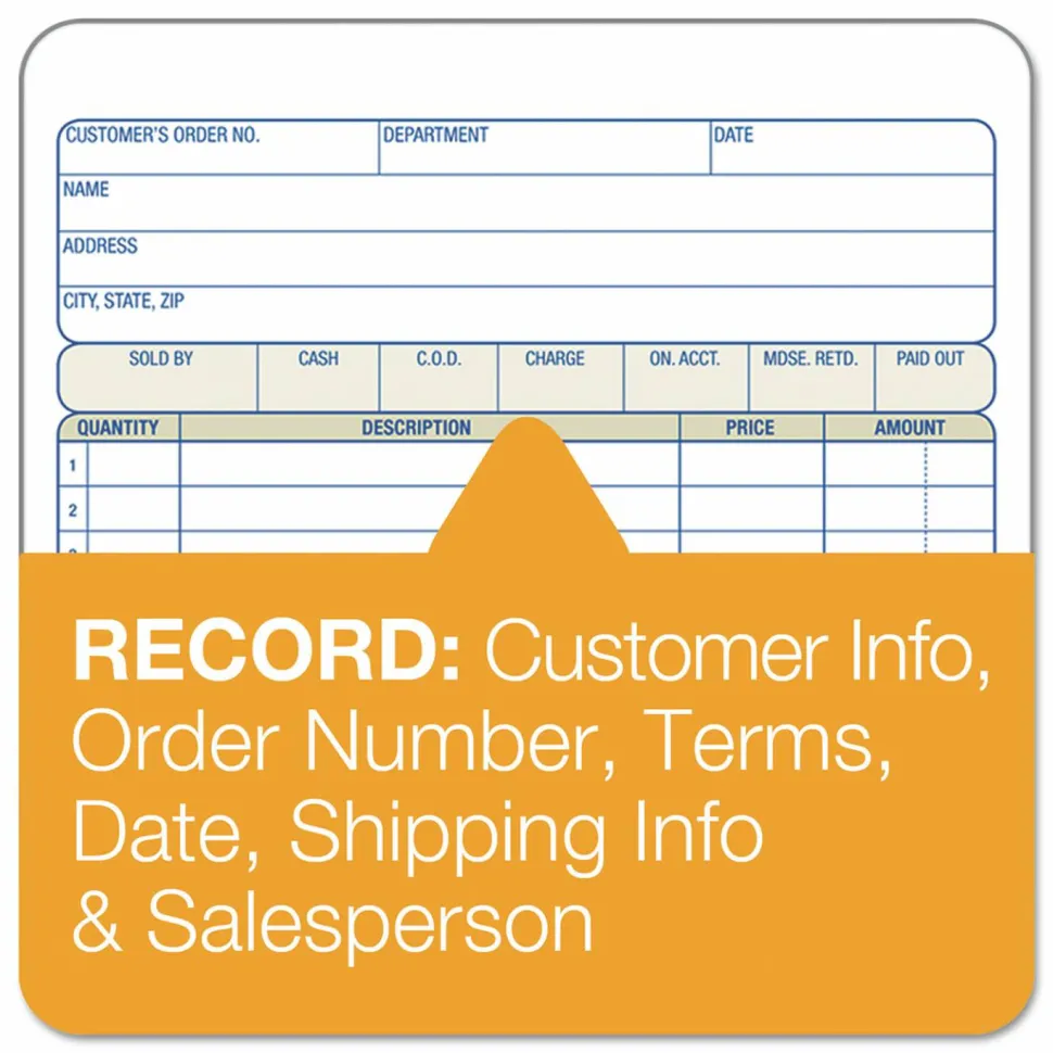 Adams Multipart Sales Order Pad, 18 Lines, Two-Part Carbonless, 5.56 x 7.94, 50 Forms Total