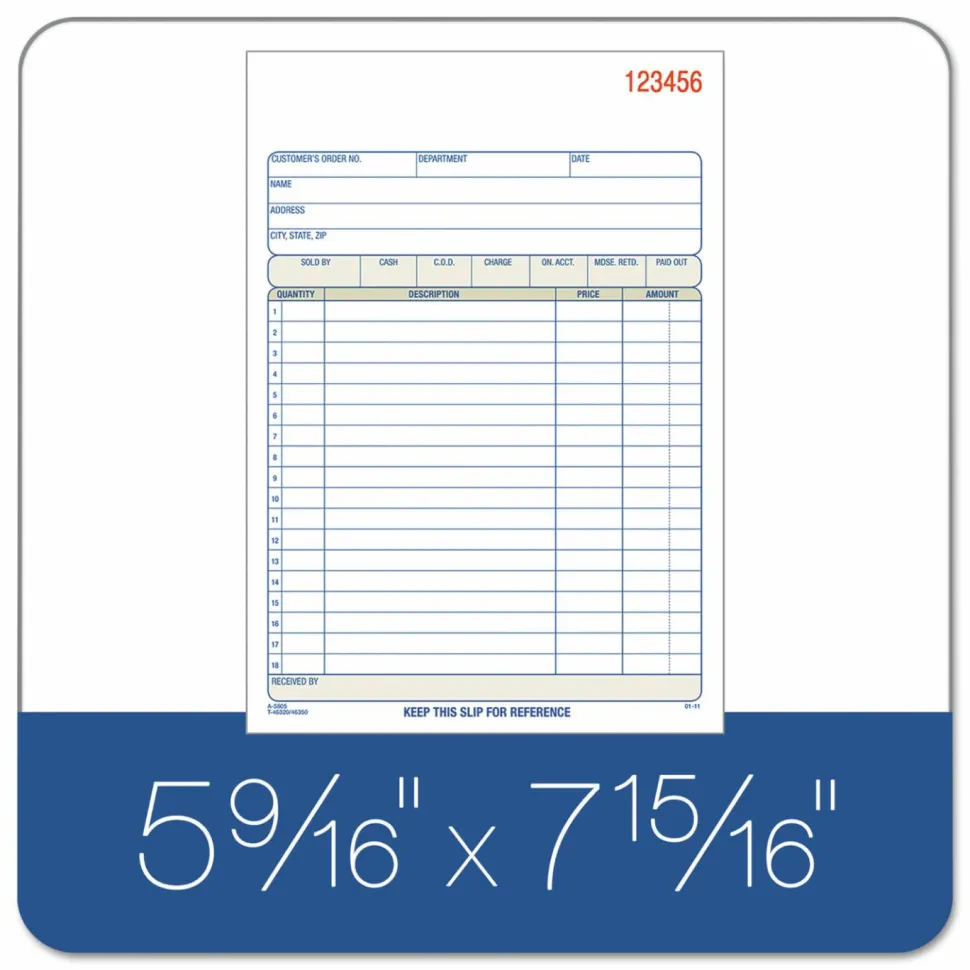 Adams Multipart Sales Order Pad, 18 Lines, Two-Part Carbonless, 5.56 x 7.94, 50 Forms Total