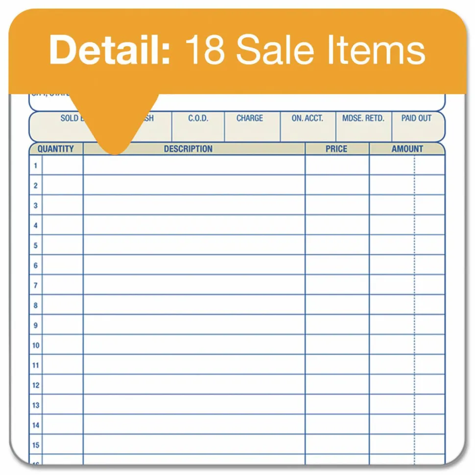 Adams Multipart Sales Order Pad, 18 Lines, Two-Part Carbonless, 5.56 x 7.94, 50 Forms Total