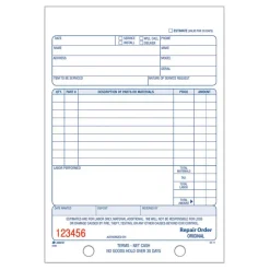 Adams 2-Part Service Repair Book, 5 9/16" x 8 7/16", 50 Sets