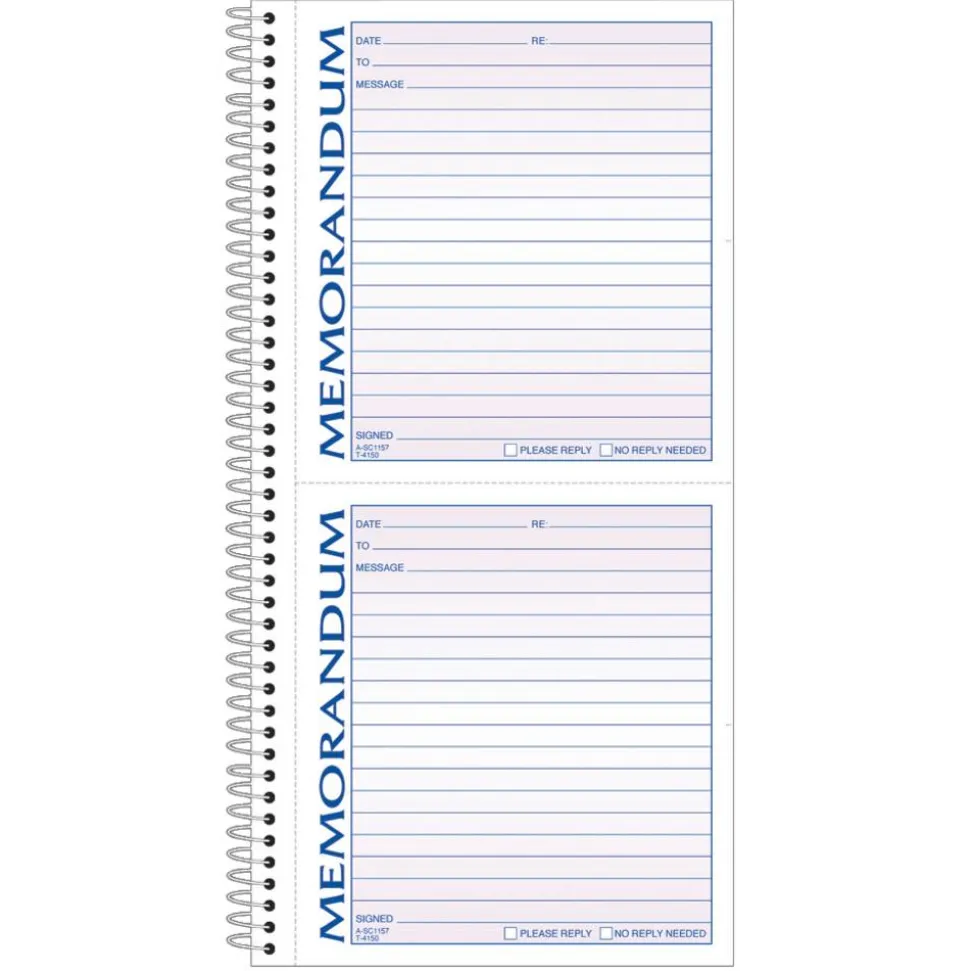 Adams 2-Part Spiral Memo Book, 5 1/4" x 11", Book Of 100 Sets