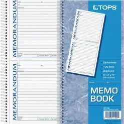 Adams 2-Part Spiral Memo Book, 5 1/4" x 11", Book Of 100 Sets