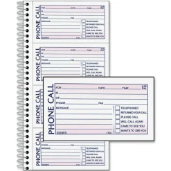 Adams Phone Message Books, 11" x 5 1/2", 100 Pages, White/Canary Yellow, Pack Of 2