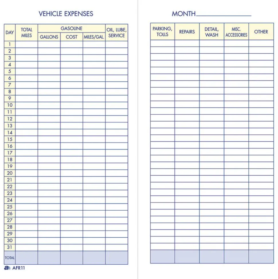 Adams Vehicle Expense Book