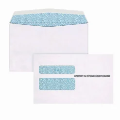 Adams W-2 Gummed Seal Double-Window Envelopes, Commercial Flap, Gummed Closure, 5.63 x 9, White, 24/Pack