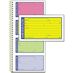 Adams Wirebound Telephone Book with Multicolored Messages, Two-Part Carbonless, 4.75 x 2.75, 4 Forms/Sheet, 200 Forms Total