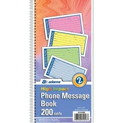 Adams Wirebound Telephone Book with Multicolored Messages, Two-Part Carbonless, 4.75 x 2.75, 4 Forms/Sheet, 200 Forms Total