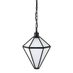 Adara 10" Wide Pendant with Glass Shade in Blackened Bronze/White