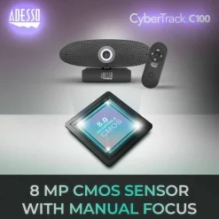 Adesso CyberTrack C100 Webcam - 8 Megapixel - 30 fps - USB 2.0