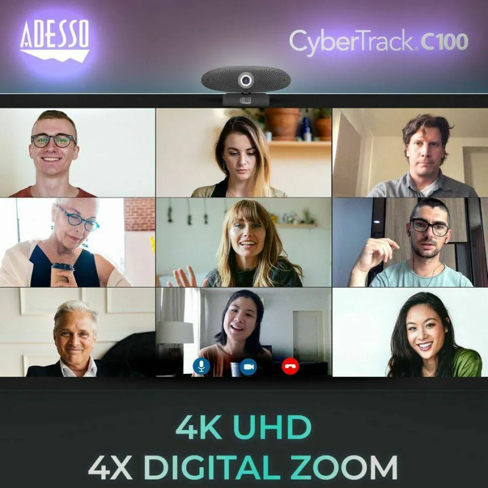 Adesso CyberTrack C100 Webcam - 8 Megapixel - 30 fps - USB 2.0
