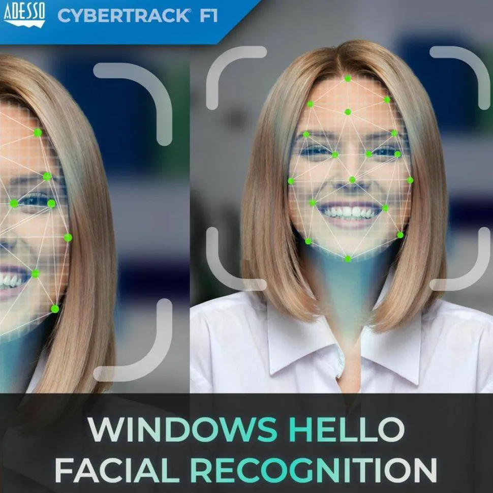 Adesso CyberTrack F1 Webcam - Window Hello Certified - 2.1 Megapixel - 30 fps - USB 2.0 - 1 Each
