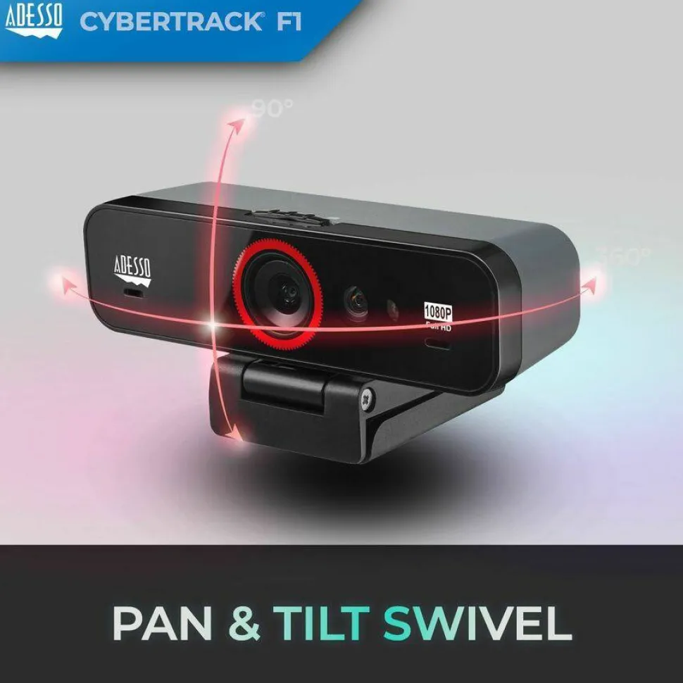 Adesso CyberTrack F1 Webcam - Window Hello Certified - 2.1 Megapixel - 30 fps - USB 2.0 - 1 Each