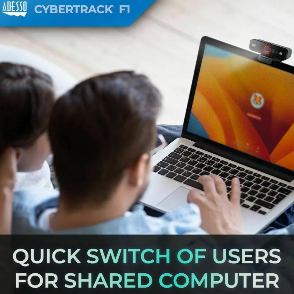 Adesso CyberTrack F1 Webcam - Window Hello Certified - 2.1 Megapixel - 30 fps - USB 2.0 - 1 Each