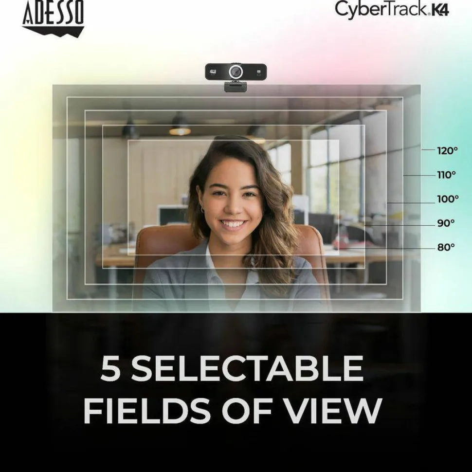 Adesso CyberTrack K4 Webcam - 8 Megapixel - 30 fps - USB 2.0 - 1 Each