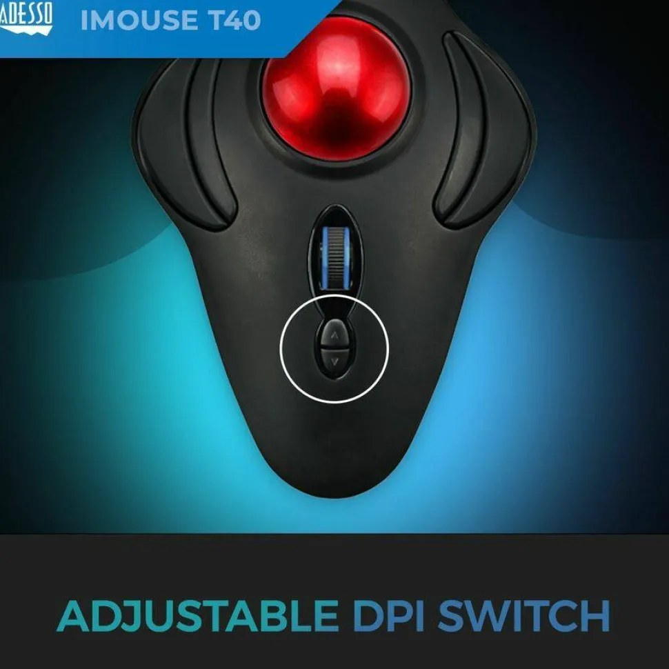 Adesso iMouse T40 Wireless Programmable Ergonomic Trackball Mouse