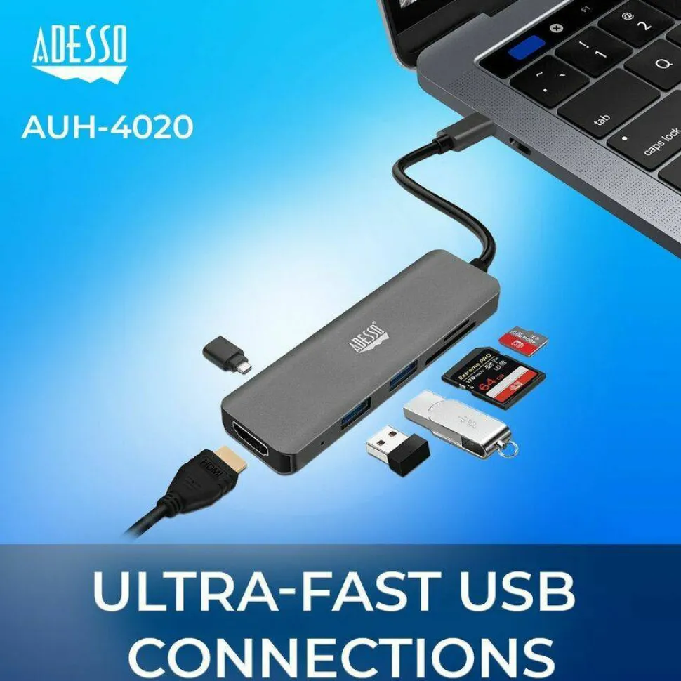 Adesso 6-in-1 USB-C Multi-Port Docking Station (TAA Compliant)