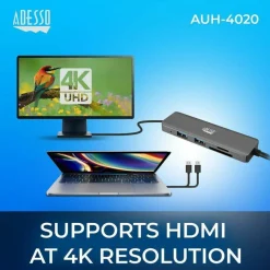 Adesso 6-in-1 USB-C Multi-Port Docking Station (TAA Compliant)