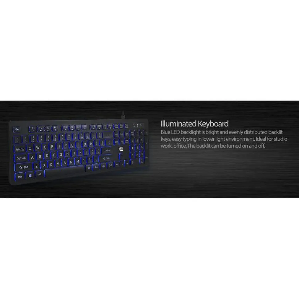 Adesso Large Print Illuminated Desktop Keyboard