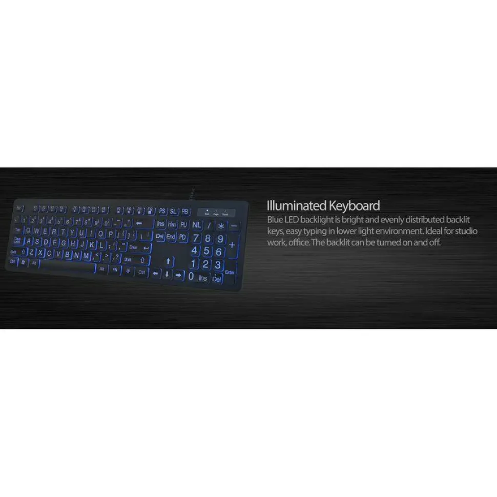 Adesso Large Print Illuminated Desktop Keyboard