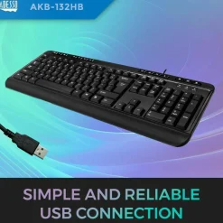 Adesso Multimedia Desktop Keyboard with 3-Port USB Hub