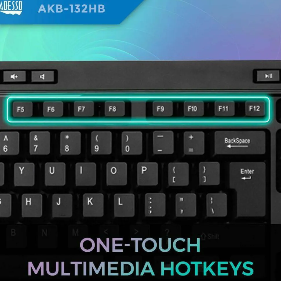 Adesso Multimedia Desktop Keyboard with 3-Port USB Hub