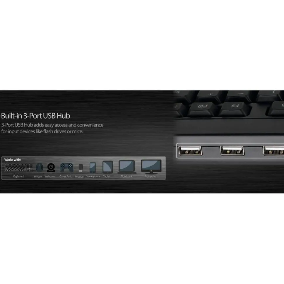 Adesso Multimedia Desktop Keyboard with 3-Port USB Hub