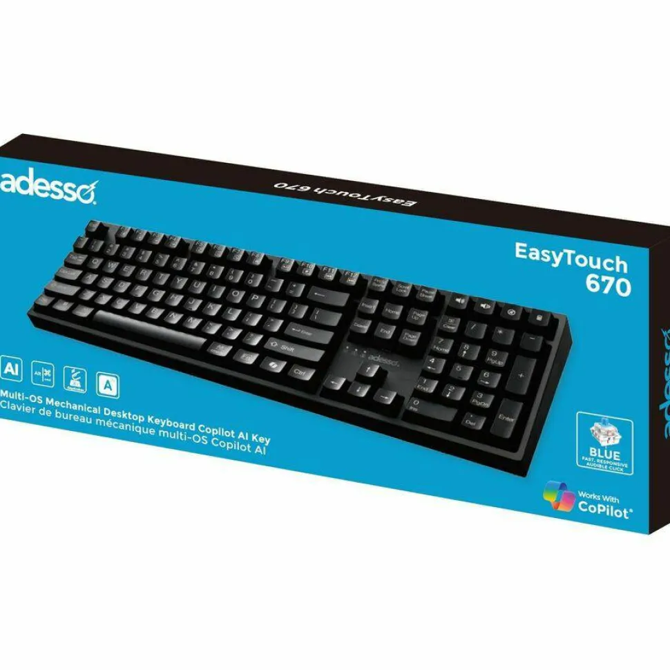 Adesso Multi-OS Mechanical Keyboard With CoPilot AI Hotkey