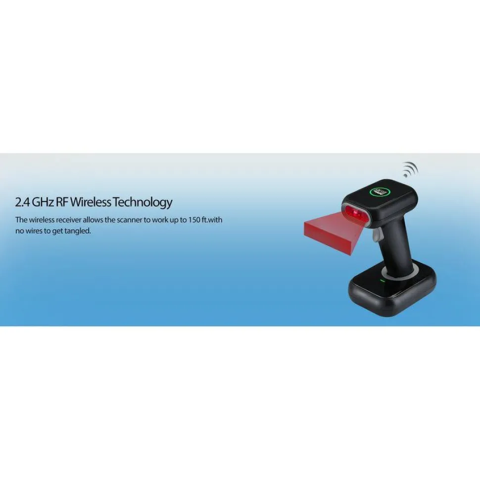 Adesso NuScan 2700R 2D Wireless Barcode Scanner with Charging Cradle