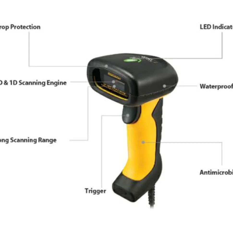 Adesso NuScan 5200TU- Antimicrobial & Waterproof 2D Barcode Scanner