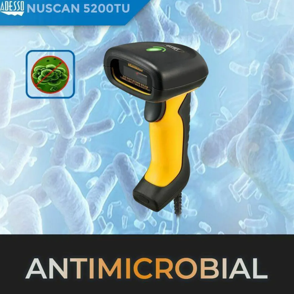 Adesso NuScan 5200TU- Antimicrobial & Waterproof 2D Barcode Scanner