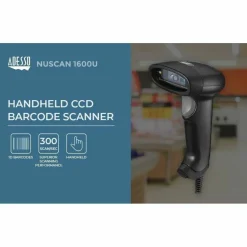 Adesso NuScan 1600U 1D Handheld CCD Barcode Scanner (USB)