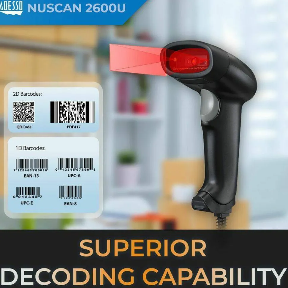 Adesso NuScan 2600U - Handheld 2D Barcode Scanner