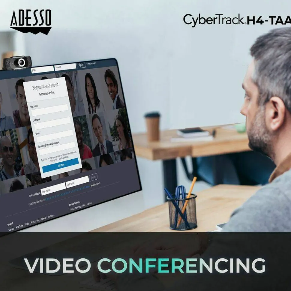 Adesso 1080P HD USB Webcam with Built-in Microphone TAA Compliant