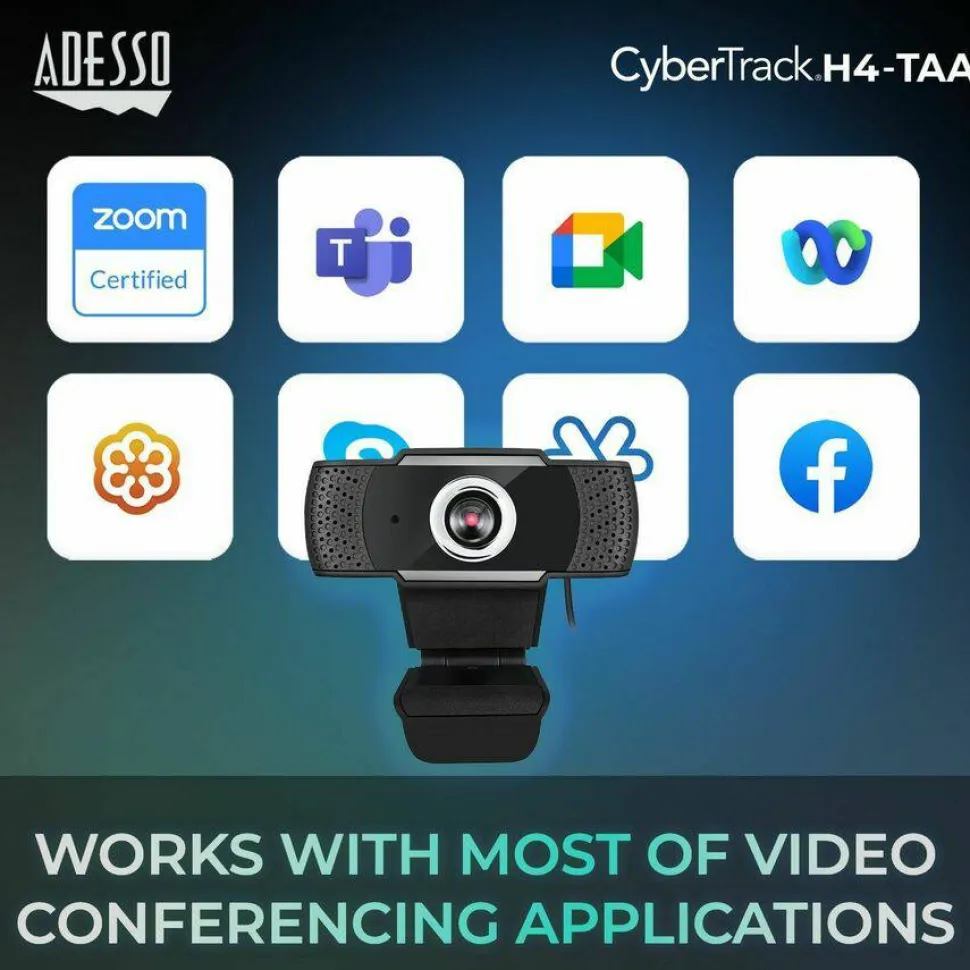 Adesso 1080P HD USB Webcam with Built-in Microphone TAA Compliant