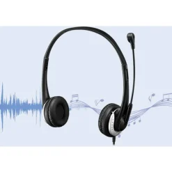 Adesso USB Stereo Headset with Adjustable Microphone- Noise Cancelling- Mono - USB - Wired - Over-the-head - 6 ft Cable -, Omni-directional Microphone - Black