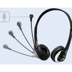 Adesso USB Stereo Headset with Adjustable Microphone- Noise Cancelling- Mono - USB - Wired - Over-the-head - 6 ft Cable -, Omni-directional Microphone - Black