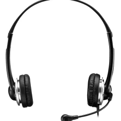 Adesso USB Stereo Headset with Adjustable Microphone- Noise Cancelling- Mono - USB - Wired - Over-the-head - 6 ft Cable -, Omni-directional Microphone - Black