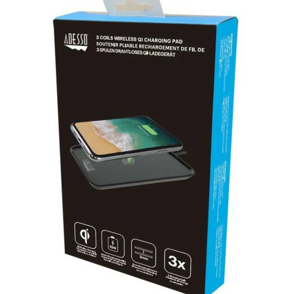 Adesso 10W Max Qi-Certified 3-Coil Wireless Charging Pad