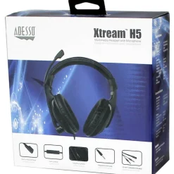 Adesso Xtream H5 - 3.5mm Stereo Headset with Microphone - Noise Cancelling - Wired- Lightweight