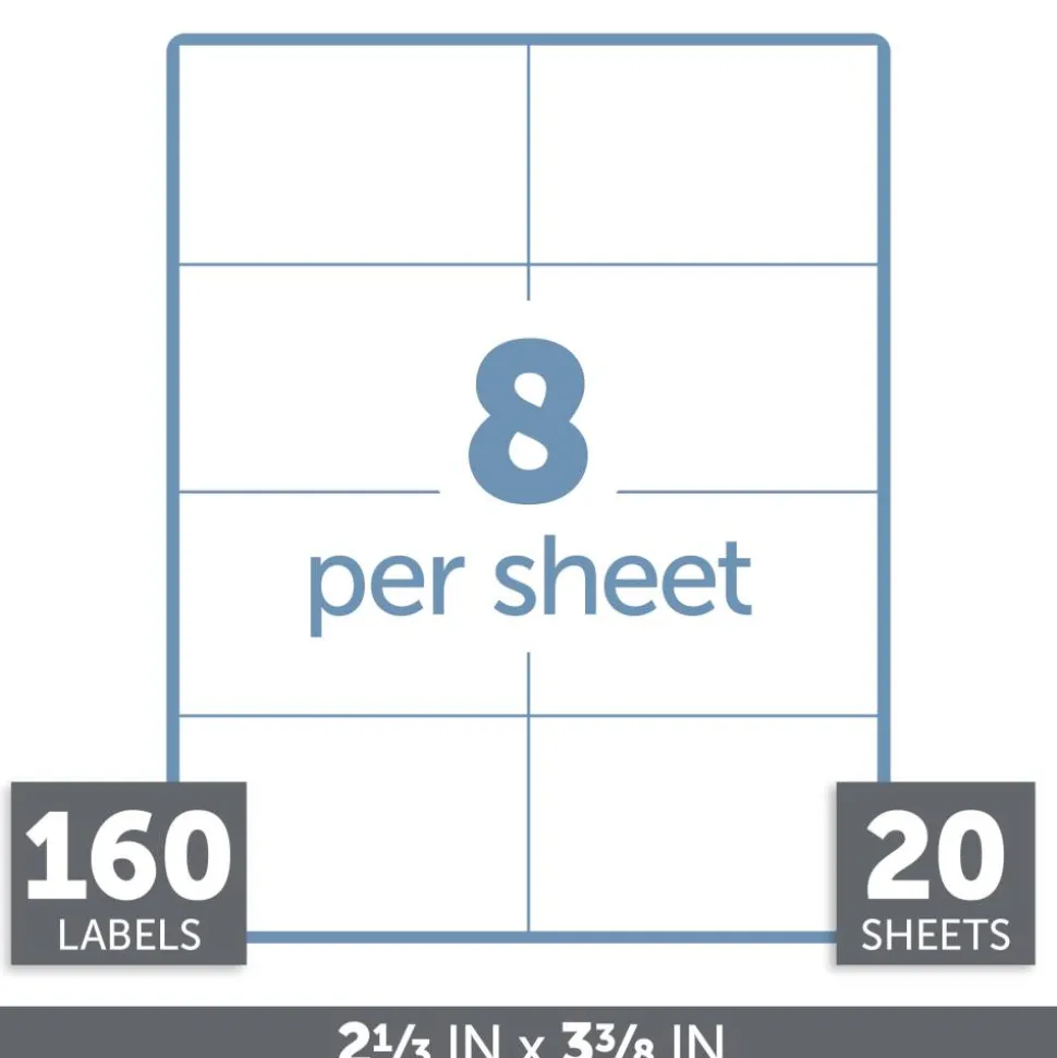 Adhesive Name Badges, 2-1/3" x 3-3/8", White, Pack Of 160
