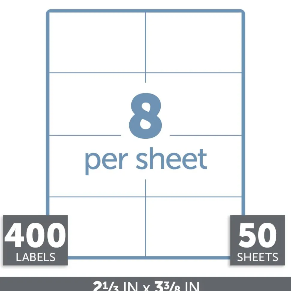 Adhesive Name Badges, 2-1/3" x 3-3/8", White, Pack Of 400