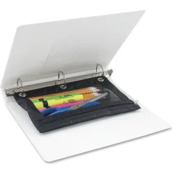 Advantus Binder Pencil Pouch - 10" Height x 7.4" Width - 3 x Holes - Ring Binder - Rectangular - Black, Clear - Vinyl - 1 Each